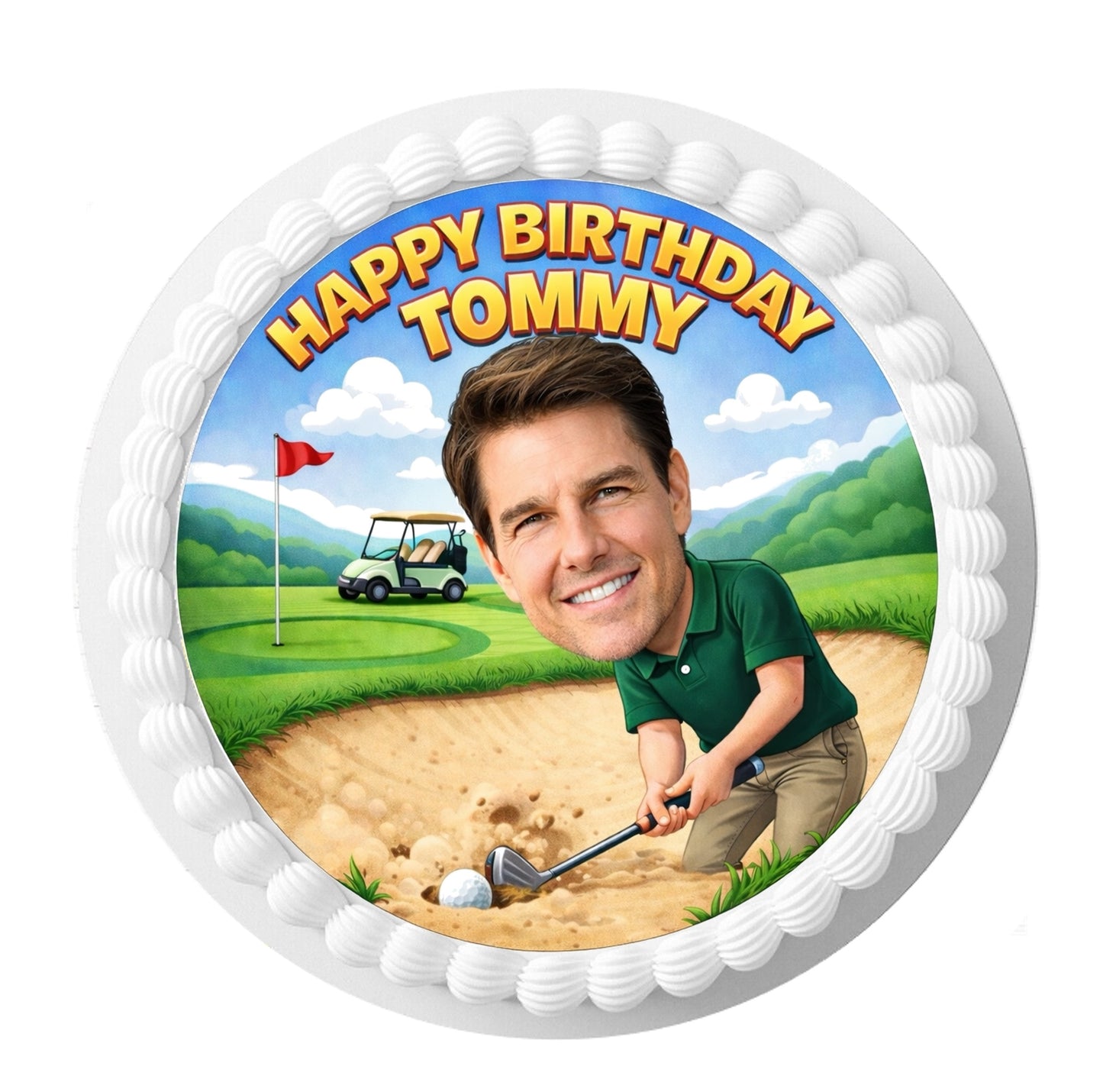 Golf Personalised Edible Photo 7.5 Inch Cake Topper Icing Sheet Wafer Card Funny Custom Birthday
