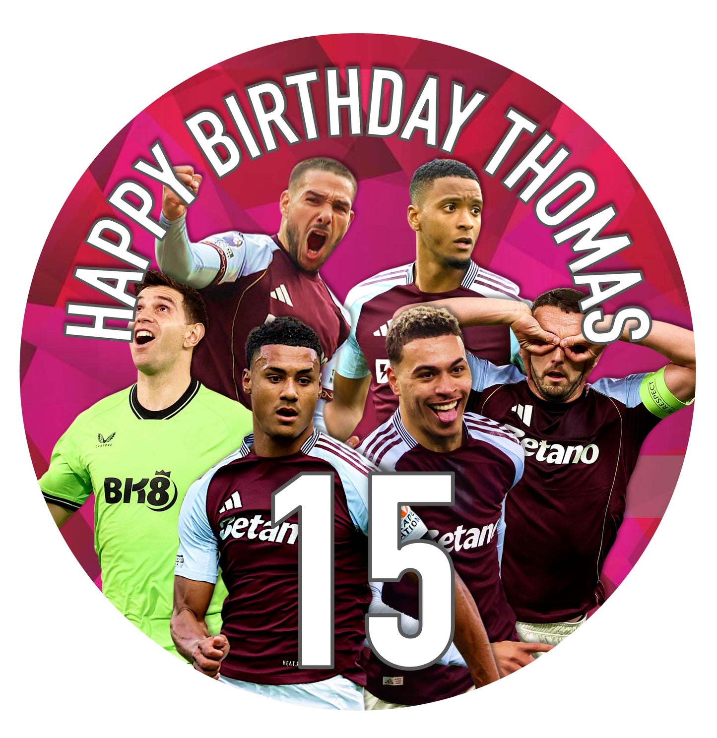 Aston Football 7.5 Inch Football Cake Topper Villa Icing Sheet Wafer Card