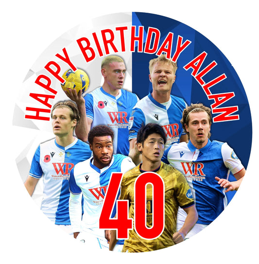 Blackburn Football 7.5 Inch Football Rovers Cake Topper Icing Sheet Wafer Card