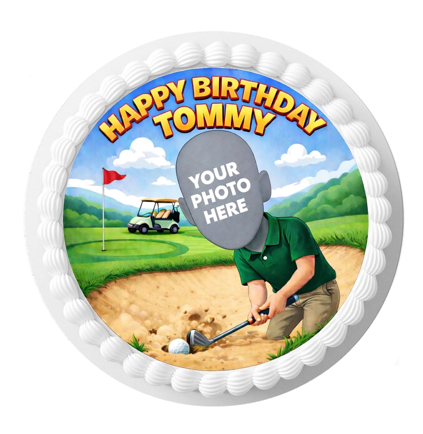 Golf Personalised Edible Photo 7.5 Inch Cake Topper Icing Sheet Wafer Card Funny Custom Birthday